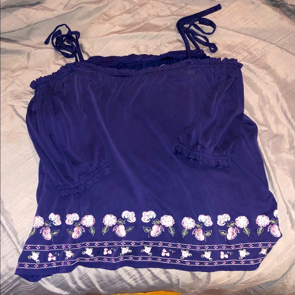 Indigo Top with Shoulders out and Tied Straps